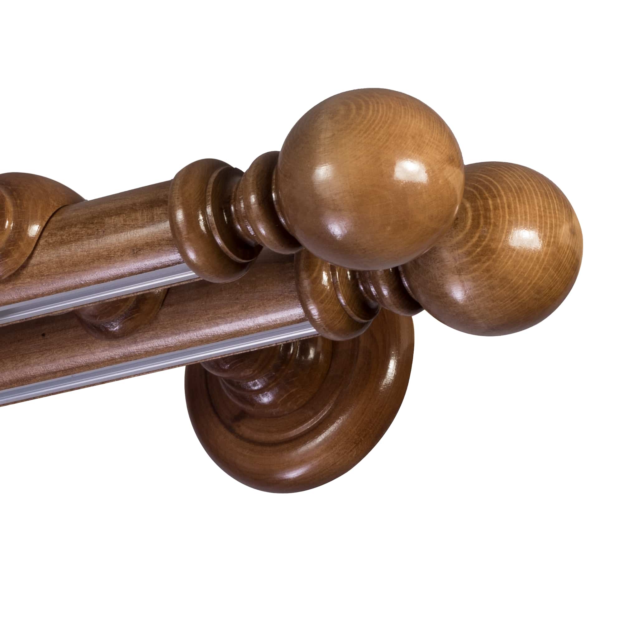 Galerie lemn perdea  Globo Double 35mm cu aluminiu Stejar